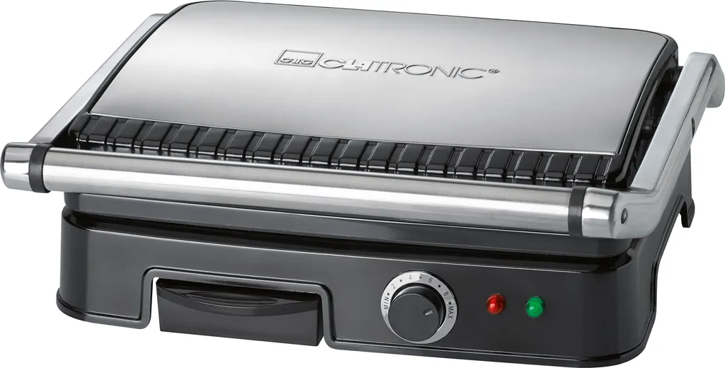 Clatronic KG 3487 Kontaktgrill Für Beidseitiges, Fettfreies Grillen, Antihaftbeschichtete Grillplatten, Edelstahlgehäuse, Silber 2 Clatronic KG 3487 Kontaktgrill Für Beidseitiges, Fettfreies Grillen, Antihaftbeschichtete Grillplatten, Edelstahlgehäuse, Silber – Bild 2