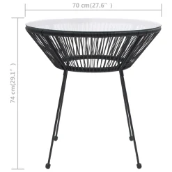 VidaXL Garten-Esstisch Schwarz Ø70x74 Cm Rattan Und Glas -Garten- & Gewächshäuser Geschäft d6c50aead87c7f827731d2cbf5329477
