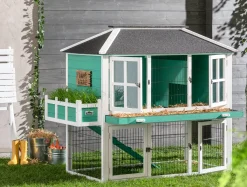 Dehner Nagerheim Happy Home Palazzo, Mit Freigehege, Ca. 145 X 72 X 121 Cm, Tannenholz, Weiß/türkis/schwarz -Garten- & Gewächshäuser Geschäft d6d1eae88708f6374c4ec1448676b8d1