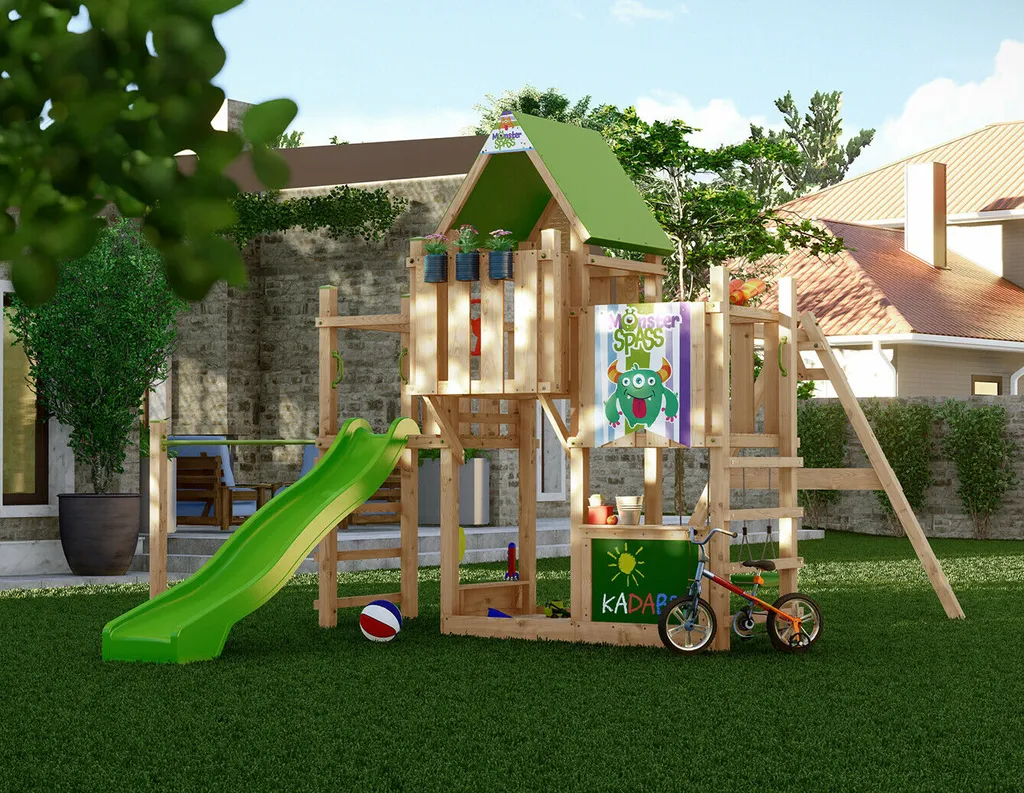 MONSTERSPASS Kadabra Spielturm Kletterturm Schaukel Sandkasten Maltafel XXL Rutsche 1 MONSTERSPASS Kadabra Spielturm Kletterturm Schaukel Sandkasten Maltafel XXL Rutsche