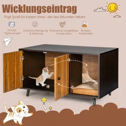 COSTWAY 2in1 Beistelltisch Und Katzenschrank Mit Kratzbrett, Katzenklo Kaffeetisch, Katzenhaus Katzenhöhle Katzentoilette Holz 90x50x50cm -Garten- & Gewächshäuser Geschäft d829ba1914696381199ea171ae1ad578