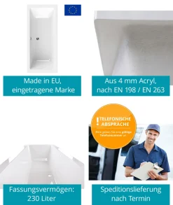 Calmwaters® Badewanne Komplettset 180x80 Cm Mit Wannenträger & Ablaufgarnitur, Duobadewanne Für 2, Set Acryl-Badewanne Rechteckig, Modern Select Rechteck Badewanne 180 X 80 Cm, Weiß, 99000158 7 Calmwaters® Badewanne Komplettset 180x80 Cm Mit Wannenträger & Ablaufgarnitur, Duobadewanne Für 2, Set Acryl-Badewanne Rechteckig, Modern Select Rechteck Badewanne 180 X 80 Cm, Weiß, 99000158 -Garten- & Gewächshäuser Geschäft d83a2436a9439eb18658b03f39926979