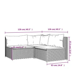 VidaXL 3-tlg. Garten-Lounge-Set Mit Kissen Schwarz Poly Rattan -Garten- & Gewächshäuser Geschäft d8521d30170880118c1704c025045089
