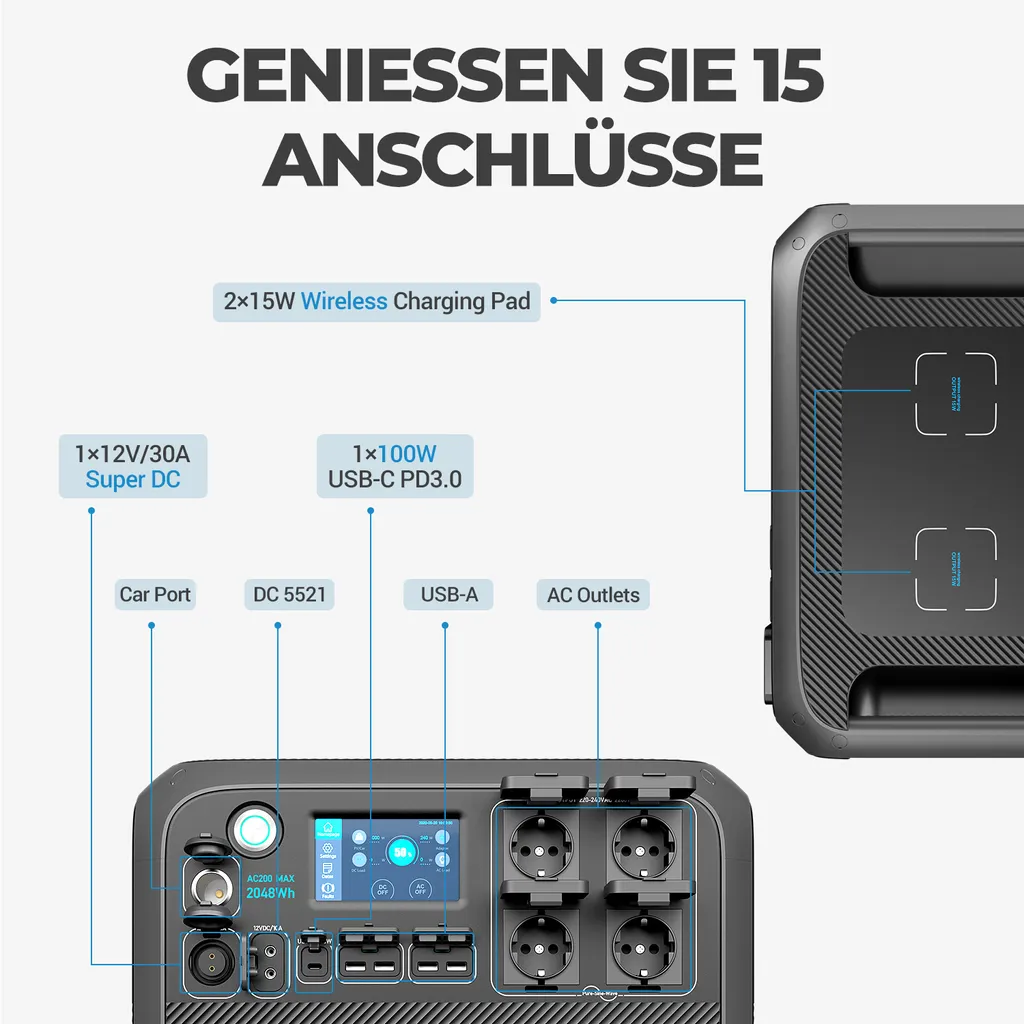 BLUETTI Tragbares Kraftwerk AC200MAX Und 1 Externe B230 Batteriemodule, Erweitert Auf 4096Wh LiFePO4 Batterie Backup Mit 4 2200W AC Steckdosen, Stromerzeuger, Solargenerator Für Stromausfall, Netzfernbedienung 3 BLUETTI Tragbares Kraftwerk AC200MAX Und 1 Externe B230 Batteriemodule, Erweitert Auf 4096Wh LiFePO4 Batterie Backup Mit 4 2200W AC Steckdosen, Stromerzeuger, Solargenerator Für Stromausfall, Netzfernbedienung – Bild 3