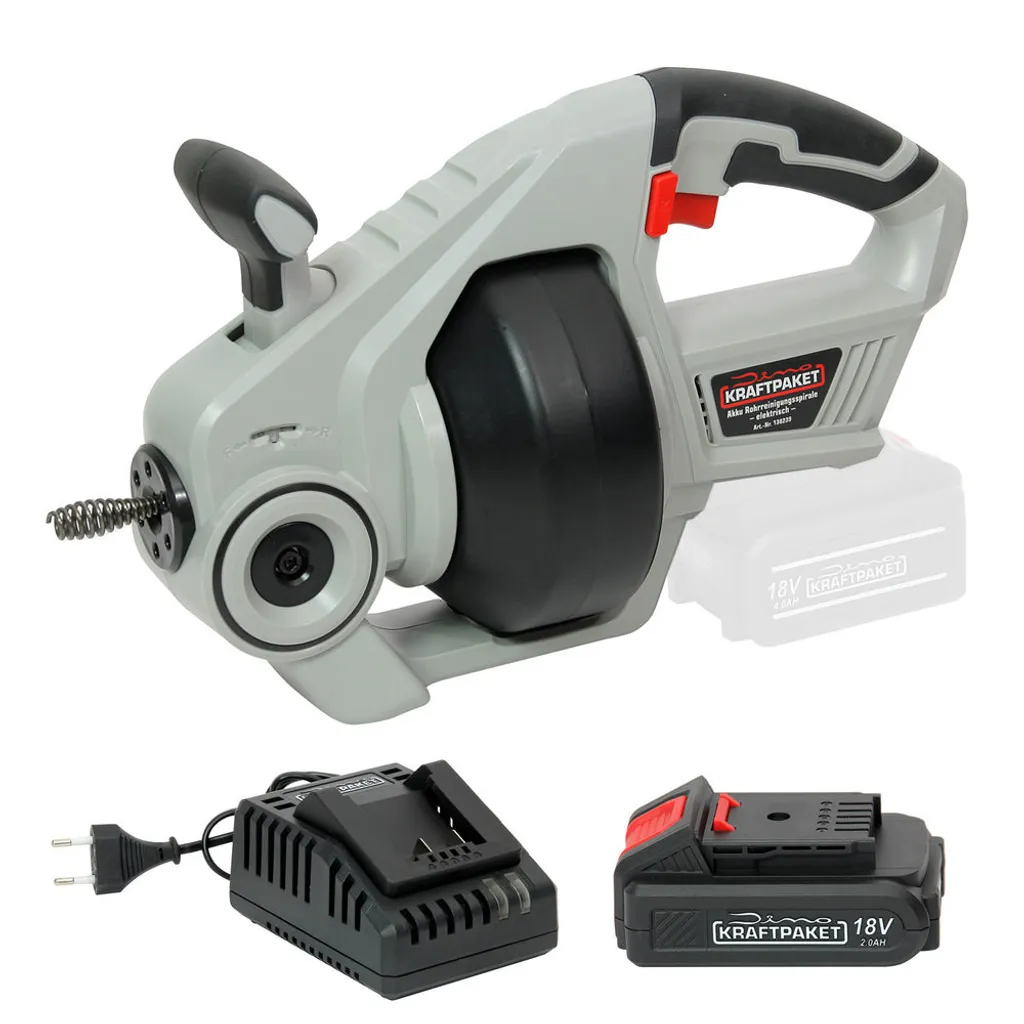 Dino KRAFTPAKET 18V-450W Akku Rohrreiniger Elektrisch Mit 2Ah Akku Und 2.5A-Ladegerät | Rohrreinigungsspirale Geeignet Für Rohrdurchmesser 19-76mm-Rohrreinigungsgerät 1 Dino KRAFTPAKET 18V-450W Akku Rohrreiniger Elektrisch Mit 2Ah Akku Und 2.5A-Ladegerät | Rohrreinigungsspirale Geeignet Für Rohrdurchmesser 19-76mm-Rohrreinigungsgerät