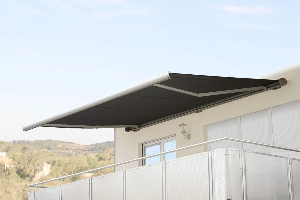 Mendler Elektrische Kassettenmarkise H124, Markise Vollkassette 5x3m Polyester Anthrazit 1 Mendler Elektrische Kassettenmarkise H124, Markise Vollkassette 5x3m Polyester Anthrazit