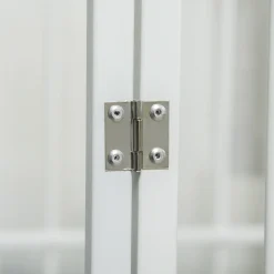 PawHut Welpenauslauf Freigehege Für Hund Hundelaufstall Schutzgitter Mit Tür Stahl Kiefernholz Weiß+Natur 93 X 61 X 59 Cm -Garten- & Gewächshäuser Geschäft d894ca680701fa2d11f326640bc2694f