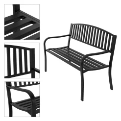 ProGarden Gartenbank Metall 127x50x85 Cm Schwarz -Garten- & Gewächshäuser Geschäft d8b74b220d2fa90e76456b034f84469e