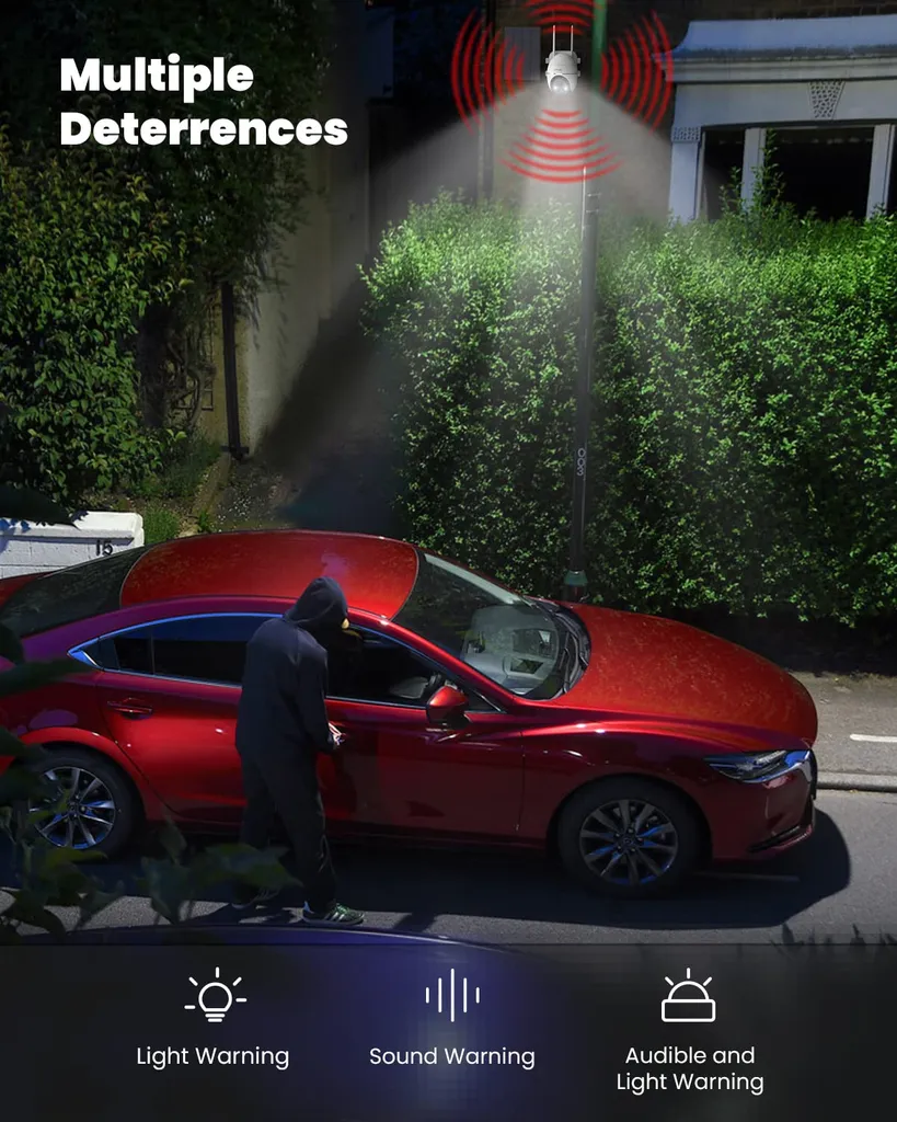 IeGeek 2K Solar Überwachungskamera Aussen Akku Mit 32G SD-Karte, 355°|120° PTZ Wlan Kamera Outdoor Mit Farbnachtsicht, PIR-Sensor, Personenerkennung, 2-Wege-Audio, Arbeit Mit Alexa, IP65 7 IeGeek 2K Solar Überwachungskamera Aussen Akku Mit 32G SD-Karte, 355°|120° PTZ Wlan Kamera Outdoor Mit Farbnachtsicht, PIR-Sensor, Personenerkennung, 2-Wege-Audio, Arbeit Mit Alexa, IP65 – Bild 7