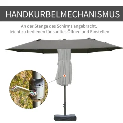 Outsunny Sonnenschirm Gartenschirm Marktschirm Doppelsonnenschirm Terrassenschirm Mit Schirmständer Handkurbel Dunkelgrau Oval 460 X 270 X 240 Cm 11 Outsunny Sonnenschirm Gartenschirm Marktschirm Doppelsonnenschirm Terrassenschirm Mit Schirmständer Handkurbel Dunkelgrau Oval 460 X 270 X 240 Cm -Garten- & Gewächshäuser Geschäft d8ddb6623429f4e90daf773442dad1ba