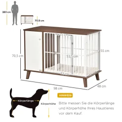 PawHut Hundekäfig Aus Holz Mit Schrank Kissen Tischoberfläche Erhöhtes Design Hundebox Für Mittelgroße Kleine Hunde Innen Zuhause Tierkäfig Haustier Stahl Braun 98 X 48 X 70,5 Cm -Garten- & Gewächshäuser Geschäft d92733b0ce4ecad49f5553b23db4e73a