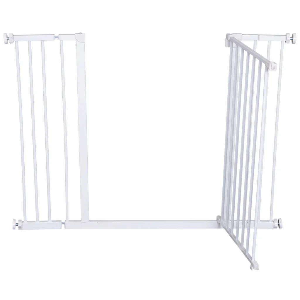 PawHut Türschutzgitter, Treppenschutzgitter, Hunde Absperrgitter, Schutzgitter Für Haustier, Hundegitter, Klemmbefestigung, Metall, Weiß, 72-107 X 76 Cm 5 PawHut Türschutzgitter, Treppenschutzgitter, Hunde Absperrgitter, Schutzgitter Für Haustier, Hundegitter, Klemmbefestigung, Metall, Weiß, 72-107 X 76 Cm – Bild 5