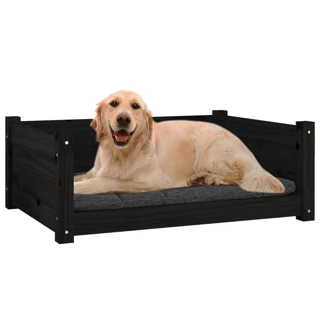 VidaXL Hundebett Schwarz 75,5x55,5x28 Cm Massivholz Kiefer 3 VidaXL Hundebett Schwarz 75,5x55,5x28 Cm Massivholz Kiefer – Bild 3