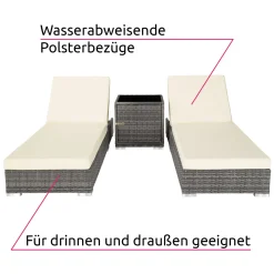 Tectake 2 Sonnenliegen Rattan Mit Aluminiumgestell Und Tisch Inkl. Schutzhülle - Grau -Garten- & Gewächshäuser Geschäft d958b46c35df449bb7af052a667939bb