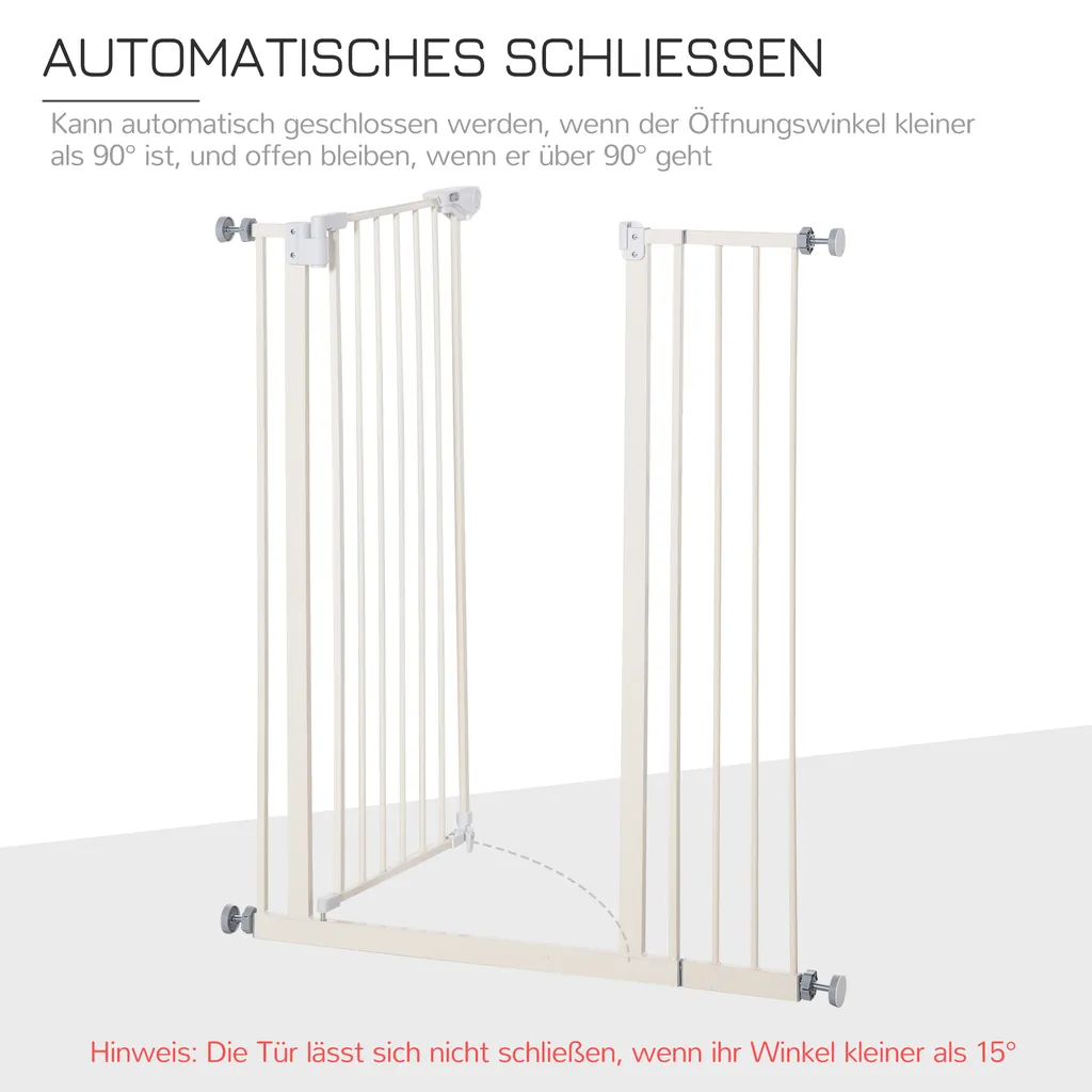 PawHut Treppenschutzgitter Türschutzgitter Ohne Bohren Mit Verlängerung Hundegitter Absperrgitter Mit Doppelter Verschluss Schutzgitter Für Haustier Auto-Close Metall Kunststoff Weiß 97,5 X 104,1 Cm 5 PawHut Treppenschutzgitter Türschutzgitter Ohne Bohren Mit Verlängerung Hundegitter Absperrgitter Mit Doppelter Verschluss Schutzgitter Für Haustier Auto-Close Metall Kunststoff Weiß 97,5 X 104,1 Cm – Bild 5