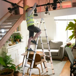 Wolketon Teleskopleiter Stehleiter Mehrzweckleiter Klappleiter 2.5+2.5m 5M Multifunktionsleiter Klappbar -Garten- & Gewächshäuser Geschäft d96b08add7125b9759650418a91581cb 1