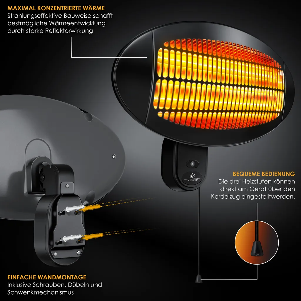 Kesser® 2000 Watt Infrarot Heizstrahler Standheizer Terrassenheizung Terrassen Strahler 4 Kesser® 2000 Watt Infrarot Heizstrahler Standheizer Terrassenheizung Terrassen Strahler – Bild 4