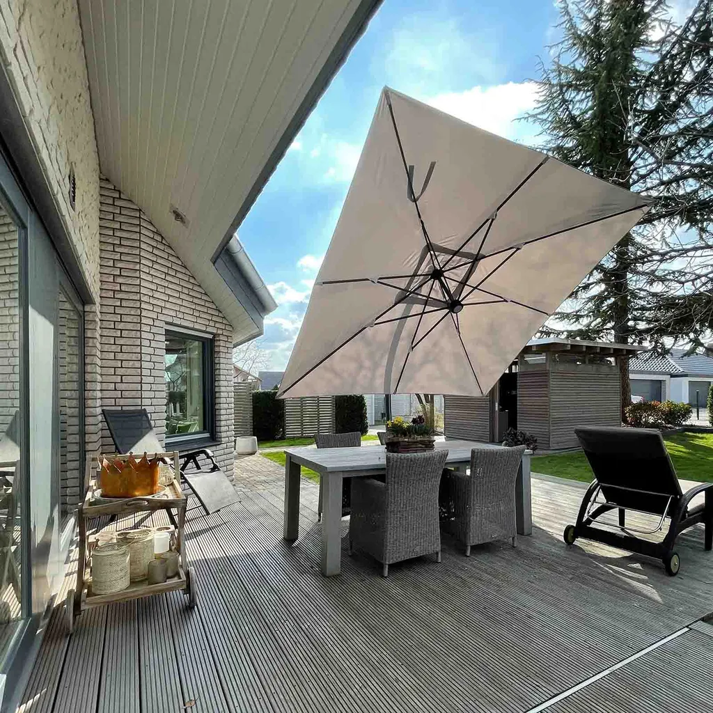 Scalant Sonnenschirm Sun 350 | Maße: 3,5 X 3,5 M | Ampelschirm | 12m² Schatten, Gastroschirm, LED 4 Scalant Sonnenschirm Sun 350 | Maße: 3,5 X 3,5 M | Ampelschirm | 12m² Schatten, Gastroschirm, LED – Bild 4