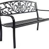 COSTWAY Gartenbank Stizbank Parkbank Bank Gartenmöbel Gusseisen Metall 127 X 60 X 85 Cm