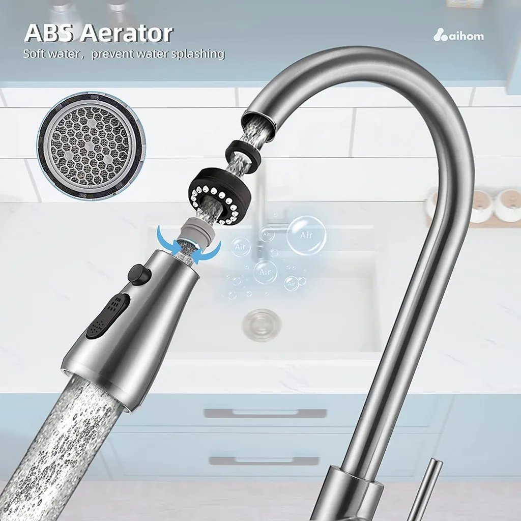 Homelody Wasserhahn Küche 360° Küchenarmatur Mit Ausziehbarer Brause Spültischarmatur Aus Edelstahl Mischbatterie Küche Mit Dual-Spülbrause 8 Homelody Wasserhahn Küche 360° Küchenarmatur Mit Ausziehbarer Brause Spültischarmatur Aus Edelstahl Mischbatterie Küche Mit Dual-Spülbrause – Bild 8