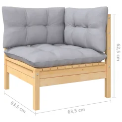 VidaXL 2-Sitzer-Gartensofa Mit Grauen Kissen Massivholz Kiefer -Garten- & Gewächshäuser Geschäft d9cae5f89b3ef53523652ccec4b136cf