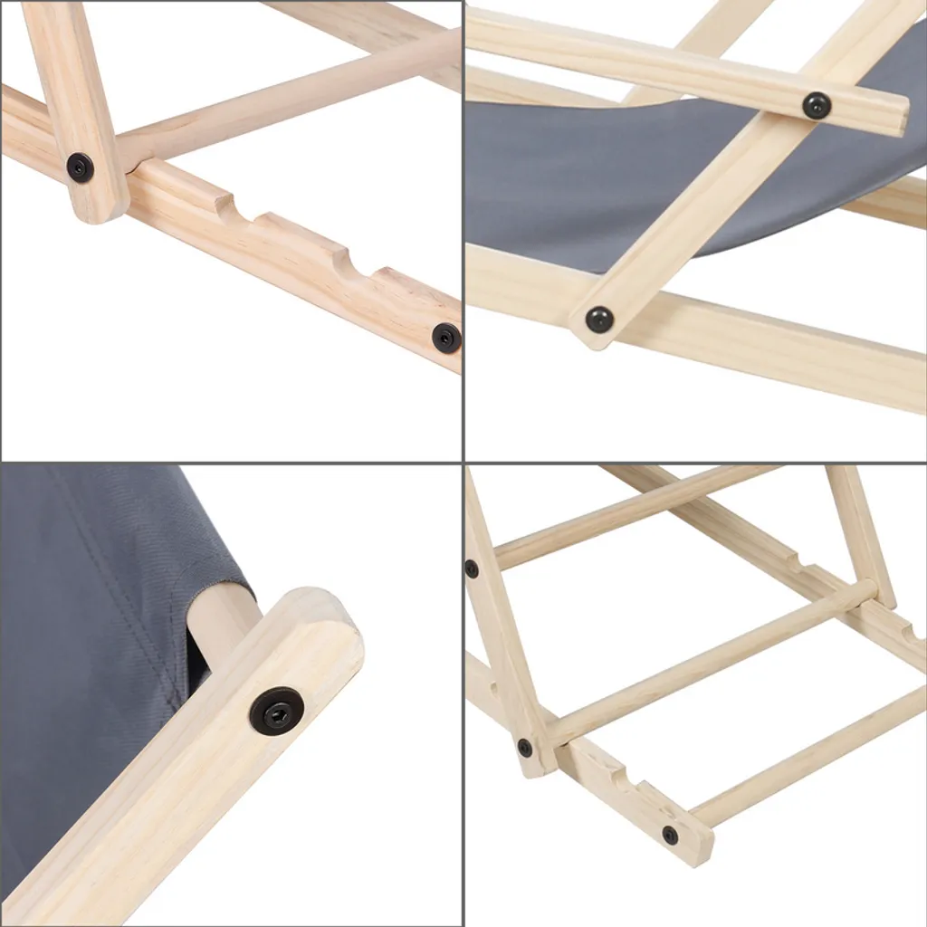 Wolketon Liegestuhl Strandliege Holz Campingstuhl Klappbar Liege 120kg Klappliege Grau 5 Wolketon Liegestuhl Strandliege Holz Campingstuhl Klappbar Liege 120kg Klappliege Grau – Bild 5