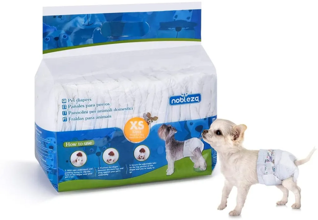 Nobleza Hund Windeln Einweg Welpen Training Windeln Super Absorbent Pet Wraps, XS - 32 X 27 Cm , 12 St. 1 Nobleza Hund Windeln Einweg Welpen Training Windeln Super Absorbent Pet Wraps, XS - 32 X 27 Cm , 12 St.