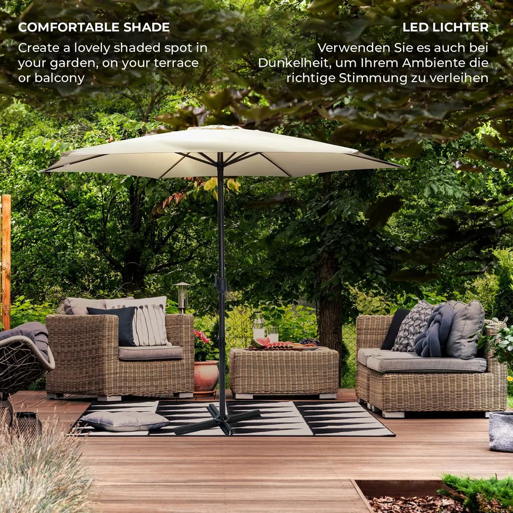 MIADOMODO® Sonnenschirm - 300 Cm, Mit Kurbel, Höhenverstellbar, UV-Schutz, Farbwahl - Gartenschirm, Terrassenschirm, Balkonschirm 3 MIADOMODO® Sonnenschirm - 300 Cm, Mit Kurbel, Höhenverstellbar, UV-Schutz, Farbwahl - Gartenschirm, Terrassenschirm, Balkonschirm – Bild 3