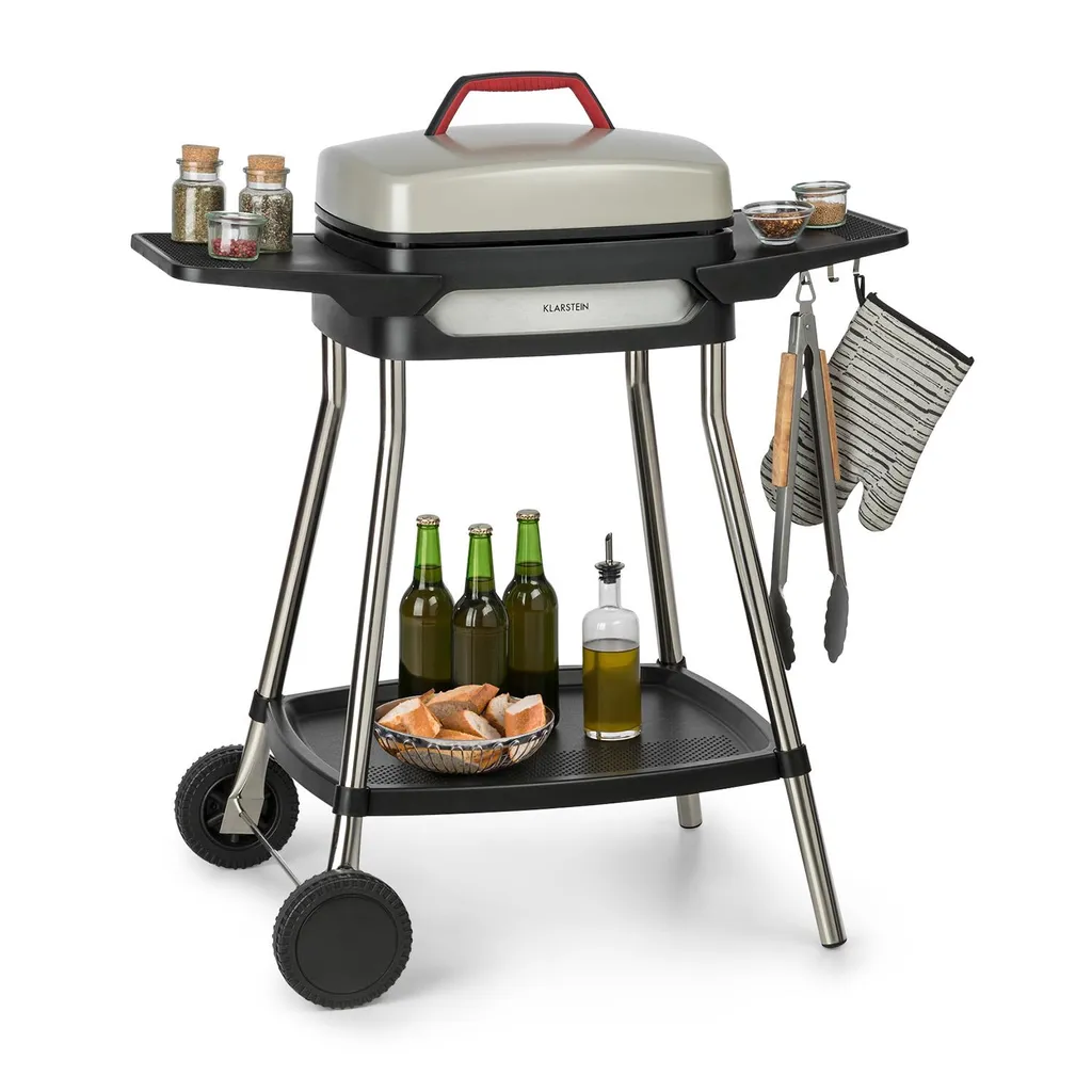 Klarstein Gatsby Elektrogrill Standgrill Tischgrill , Leistung: 2000 W , EasyGrill Concept , Grillfläche: 40 X 36 Cm / Aluminiumdruckguss / Antihaft / Grillhaube , Zwei Seitentische , Ablage Im Standfuß , Stufenloses Thermostat , Fettauffangschale , Beige / Schwarz 1 Klarstein Gatsby Elektrogrill Standgrill Tischgrill , Leistung: 2000 W , EasyGrill Concept , Grillfläche: 40 X 36 Cm / Aluminiumdruckguss / Antihaft / Grillhaube , Zwei Seitentische , Ablage Im Standfuß , Stufenloses Thermostat , Fettauffangschale , Beige / Schwarz