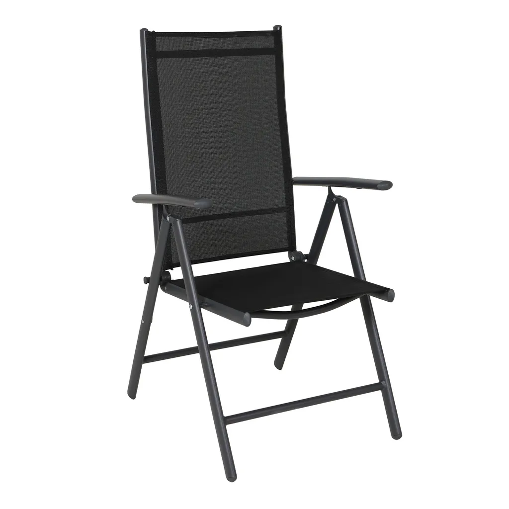 SVITA Gartenstühle Hochlehner Klappbar Campingstuhl Klappsessel 2er Set Metall Schwarz 2 SVITA Gartenstühle Hochlehner Klappbar Campingstuhl Klappsessel 2er Set Metall Schwarz – Bild 2