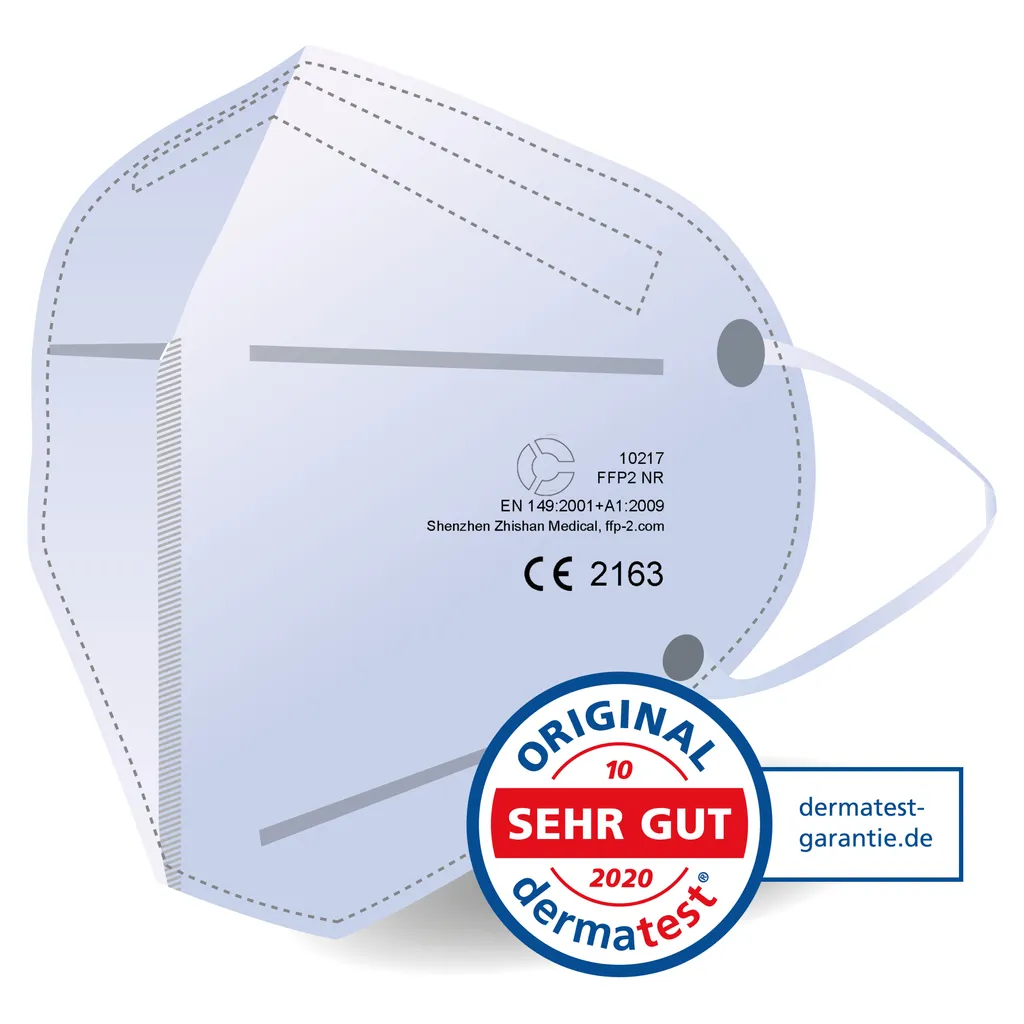 Shenzen Zhishan Medical 50 Stück AIR PROTECT FFP2 Maske - Dermatest Weiß 2 Shenzen Zhishan Medical 50 Stück AIR PROTECT FFP2 Maske - Dermatest Weiß – Bild 2