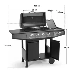 TAINO BASIC 4+1 Gasgrill Mit Seitenbrenner Gasgrill 4 Brenner BBQ Grillwagen Edelstahl-Brenner Schwarz -Garten- & Gewächshäuser Geschäft da277da9fd60d73f78ce26c13036bd4a