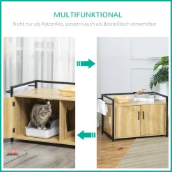PawHut Katzenschrank Für Katzentoilette Katzenklo Beistelltisch Katzenhaus Katzenkommode Schrank Spanplatte Naturholz 82,3 X 51 X 54 Cm -Garten- & Gewächshäuser Geschäft da3a4e7754848eac65193b603f05f73c