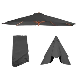 Mendler Ersatz-Bezug Für Sonnenschirm Florida, Sonnenschirmbezug Ersatzbezug, Ø 3,5m Polyester 8 Streben Anthrazit