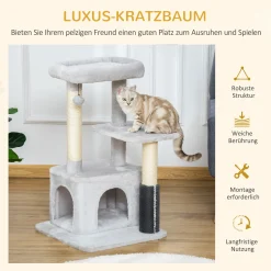 PawHut Kratzbaum Katzenbaum Mit Massageecke Katzenhöhle Spielball Katzenkratzbaum Sisalseil-Kratzstangen Hellgrau 48 X 48 X 80 Cm -Garten- & Gewächshäuser Geschäft da71f85e7024d3c97edabca9ec093322