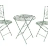 Spetebo Metall Bistroset In Antik Grün - 1x Tisch Und 2x Stuhl - Bistro Gartenstuhl Gartentisch