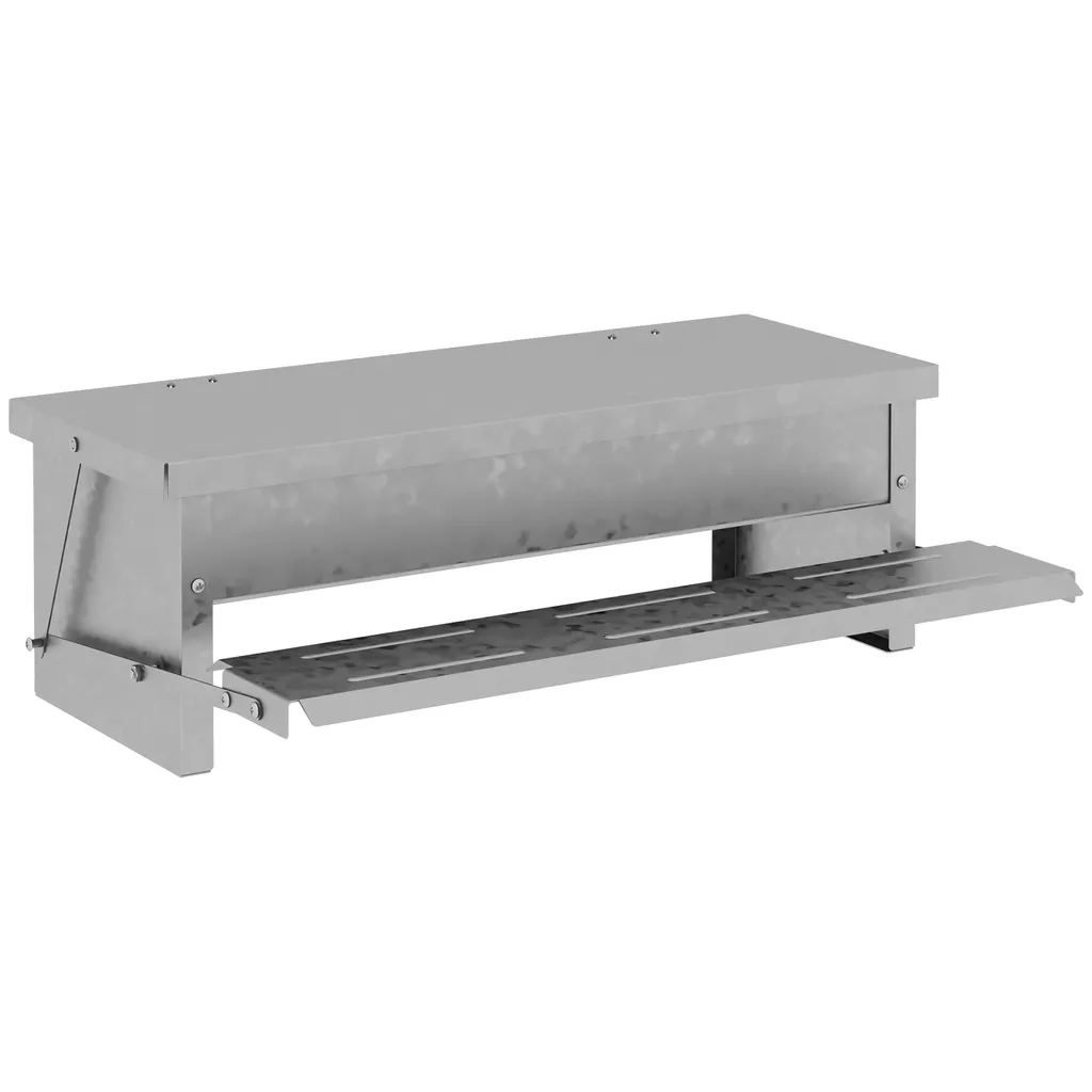 PawHut Futterautomat Hühner 5 Kg Füllmenge Hühnerfutterautomat Futterspender Geflügel-Futterspender Mit Deckel Für Hühner Und Geflügel Wasserdicht Automatisch Silber 56 X 36 X 18,5 Cm 1 PawHut Futterautomat Hühner 5 Kg Füllmenge Hühnerfutterautomat Futterspender Geflügel-Futterspender Mit Deckel Für Hühner Und Geflügel Wasserdicht Automatisch Silber 56 X 36 X 18,5 Cm