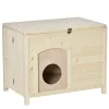 PawHut Hundehütte Hundehaus Faltbar Haustierhaus Katzenhaus Massivholz Natur 78 X 51 X 62 Cm