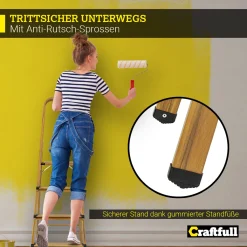 Craftfull Stehleiter CF-133A Klappleiter 2 Stufen, Gummierte Standfüße, Holzoptik, Alu Leiter Aluminiumleiter Aluleiter Mehrzweckleiter Multifunktionsleiter Haushaltsleiter Leiter -Garten- & Gewächshäuser Geschäft db45085b600edd13147ca68a7e66cbf2