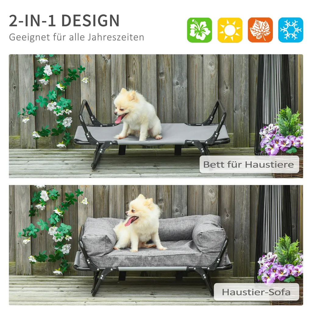 PawHut Hundesofa 2 In 1 Haustiersofa Und Hundeliege Katzensofa Erhöhtes Hundebett Schlafplatz Für Katzen Hunde Abnehmbar Oxfordstoff Grau 80 X 59 X 36 Cm 5 PawHut Hundesofa 2 In 1 Haustiersofa Und Hundeliege Katzensofa Erhöhtes Hundebett Schlafplatz Für Katzen Hunde Abnehmbar Oxfordstoff Grau 80 X 59 X 36 Cm – Bild 5