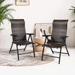 COSTWAY 2er Set Polyrattan Klappstühle, Hochlehner Aus Rattan, Verstellbare Rückenlehne, Wetterfester Klappbarer Gartenstuhl Gartensessel Balkonstuhl Für Garten, Balkon & Terrasse -Garten- & Gewächshäuser Geschäft db52fc30ebc2d5e35b8fcbb7d0bb150f