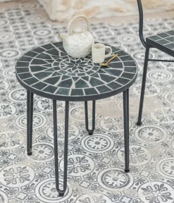 Dehner Beistelltisch Madeleine, Mit Mosaik, Ø 45 Cm, Höhe 45 Cm, Stahl/Zement/Stein, Galvanisiert Und Pulver-beschichtet, Dunkelgrau -Garten- & Gewächshäuser Geschäft dbfee260e879bc1e17662b8bbb4cd9dd