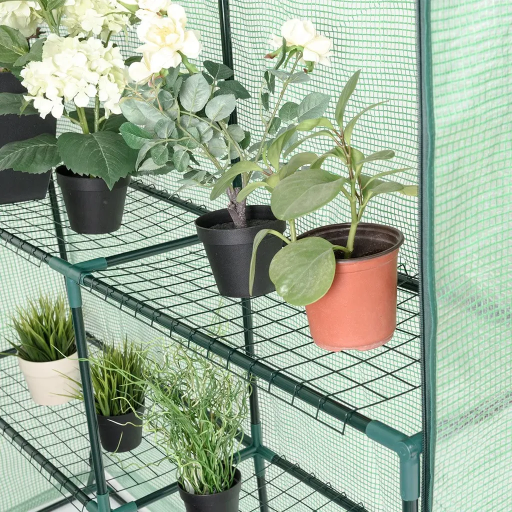 COSTWAY Gewächshaus Foliengewächshaus Treibhaus Tomatenhaus Pflanzenhaus Folienhaus Folienzelt 143x143x195cm Grün 4 COSTWAY Gewächshaus Foliengewächshaus Treibhaus Tomatenhaus Pflanzenhaus Folienhaus Folienzelt 143x143x195cm Grün – Bild 4