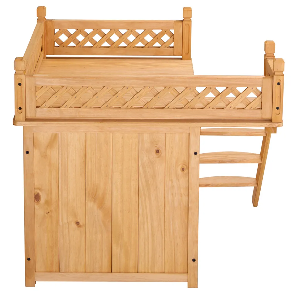 Cadoca Katzenhaus FSC®-zertifiziertes Holz 64,5x54,5x53,5cm 2-stöckig Leiter Balkon Indoor Outdoor Hundehütte Katzenvilla Tierhaus 8 Cadoca Katzenhaus FSC®-zertifiziertes Holz 64,5x54,5x53,5cm 2-stöckig Leiter Balkon Indoor Outdoor Hundehütte Katzenvilla Tierhaus – Bild 8
