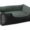 BedDog® Hundebett LUPI, Hundesofa Aus Cordura, Microfaser-Velours, Waschbares Hundebett Mit Rand, Hundekissen Vier-eckigfschad, Größe:XL, Farbe:THE-ROCK (schwarz/grau)