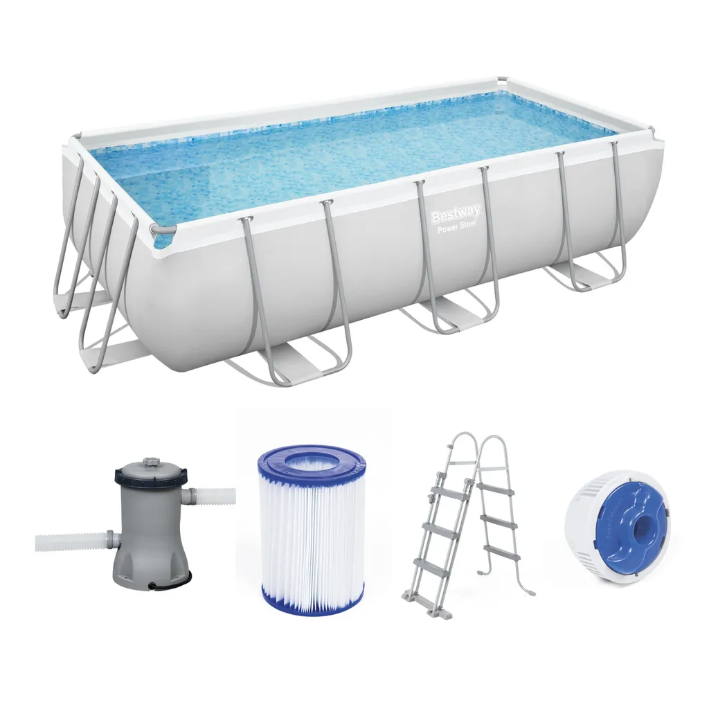 Bestway Power Steel™ Frame Pool-Set, Eckig, Mit Filterpumpe & Sicherheitsleiter 404 X 201 X 100 Cm 18 Bestway Power Steel™ Frame Pool-Set, Eckig, Mit Filterpumpe & Sicherheitsleiter 404 X 201 X 100 Cm – Bild 18