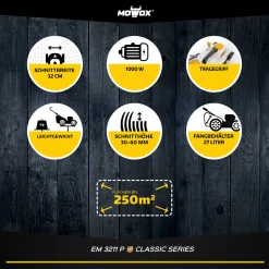 MOWOX Elektrorasenmäher EM 3211 P, 1100 W -Garten- & Gewächshäuser Geschäft dcc9b9fcce80fc9dba935d61c92f5a74
