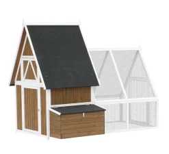 Dehner Lieblinge Hühnerstall Madita, Mit Freilauf, 173.5 X 223 X 140 Cm, Tannenholz/Metall, Braun/weiß