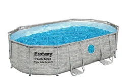 Bestway® Power Steel™ Swim Vista Series™ Frame Pool Komplett-Set Mit Sandfilteranlage 488 X 305 X 107 Cm , Steinwand-Optik (Cremegrau), Oval -Garten- & Gewächshäuser Geschäft dd02ac9c3ecca001d95ba209007b0903