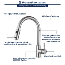 Homelody Küchenarmatur Mit 2 Strahlen Wasserhahn Küche Ausziehbar Spültischarmatur Edelstahl Armatur Küche Mit Brause Mischbatterie Küche Hochdruck Armatur -Garten- & Gewächshäuser Geschäft dd07e717460d85787fa4a6f877d2b3aa